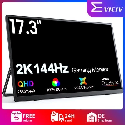 EVICIV 17,3 Zoll 2K 144Hz Tragbarer Monitore QHD 2560 * 1440 Zweite Display IPS - Bild 1 von 4