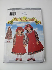 Butterick 4163 Mädchen Kleid, Trägerhose & Hut Größen 5-6X ungeschnitten es ist bezaubernd (C) - Bild 1 von 6