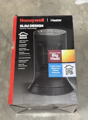Honeywell Calentador Delgado Compacto Diseño Cerámico Oscilos 2 Ajustes de Calor HCE309B Foto 1 de 4