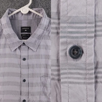 Quiksilver Striped Modern Modal Polyester Short Sleeve 2XL Purple Shirt Adult - Image 1 of 4