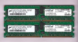 2GB 2x1GB PC2-4200R DDR2-533 CT12872AB53ES.18FD6 CRUCIAL MICRON ECC REG Ram Kit - Picture 1 of 2