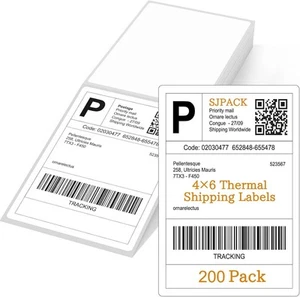 4" x 6" Thermal Labels 200 Fanfold Labels Direct Thermal Shipping Label NEW - Picture 1 of 7