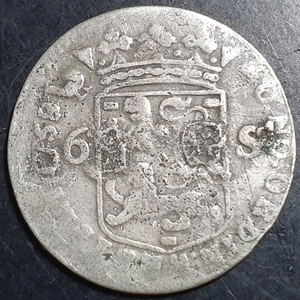Netherlands 6 Stuiver Scheepjesschelling West Friesland 1759/8 Overstruck - Picture 1 of 6