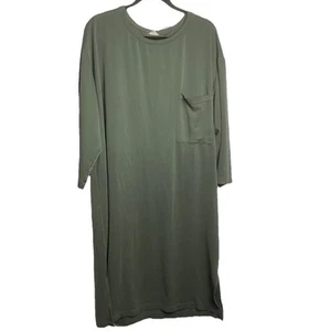 Nap Loungewear Maxi Abito Donna OS Verde Oliva Manica Lunga Pigiama Camicia da Notte - Foto 1 di 13