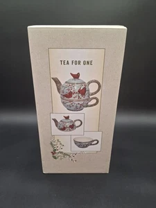 Cracker Barrel Earthware Teapot Tea For One Cardinal Winter Cup Pot Susan Wigner - Picture 1 of 5