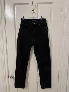 Nudie Jeans Breezy Britt Womens W28 L30 Black Worn High Rise Tapered - Picture 1 of 5