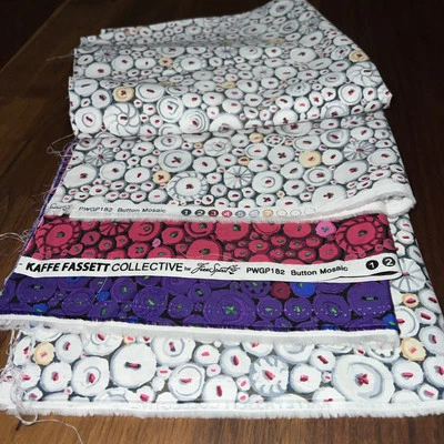 Kaffe Fassett Free Spirit Fabric Lot PWGP182 Button Mosaic Pink, White, Purple  - Image 1 of 4