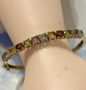 "Brazalete brazalete de plata esterlina KB GRANATE AMATISTA TOPACIO PERIDOTO 7""" - Imagen 1 de 3