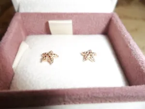 Genuine Authentic Pandora Rose Gold Sparkling Starfish Stud Earrings 288596C00 - Picture 1 of 3