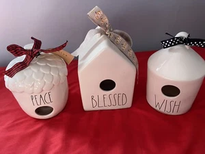 Rae Dunn Peace, Blessed, Wish Birdhouses New Rare 2020 SET Of 3 - Picture 1 of 12