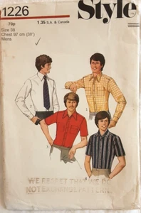 Vintage Sewing Pattern Style 1226 Teen- Boy / Men's Shirts - Chest 38 - Complete - Picture 1 of 3