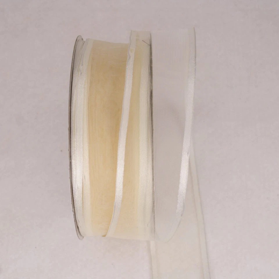 Sheer Wired Satin Edge 1 1/2 Inch Wide Ribbon 10 Yards 01000900544 Ivory - Image 1 of 1