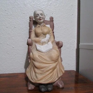 Vintage Ceramic Figurine Old Woman Sitting In Chair - Picture 1 of 5