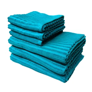 Paquete de 6 - 100% algodón pavo real petril 3 toallas de baño + 3 toallas de mano - Imagen 1 de 3