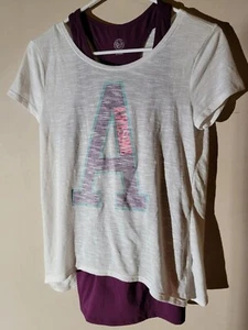 So Brand: "Awesome A" T-Shirt & Tank Top Set, Junior's 16, Pre-Owned & Free Ship - Picture 1 of 12