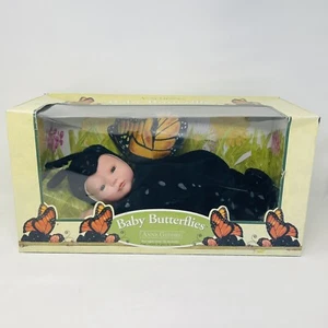 Anne Geddes Baby Butterflies Black Plush Baby Doll Large Blue Eyes 1997 NEW - Picture 1 of 18
