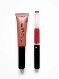 LOT 2 SEPHORA Lip Lacquer 16 (Orange) LOREAL Infallible Matte Peach Pit 344 Nude - Picture 1 of 4