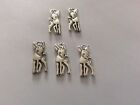 Antique Silver Charms, Pretty Little Deer, 5pcs, 17x7mm, Jewellery Making,
