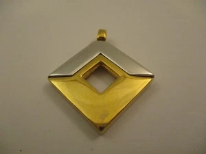 Vintage Crown Triafri Pendant Diamond Square Shape Silver Gold Two Tone - Picture 1 of 5