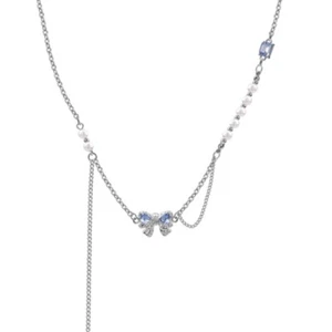 Bowknot Chains Necklaces Hot Girl Women Y2k Jewelry Alloy Material for Women - Picture 1 of 7