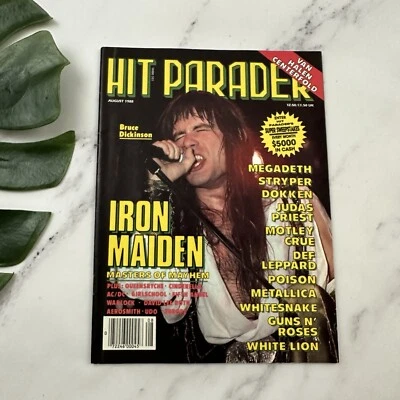 Hit Parader Vintage Magazine August 1988 Iron Maiden Van Halen Music - Image 1 of 4