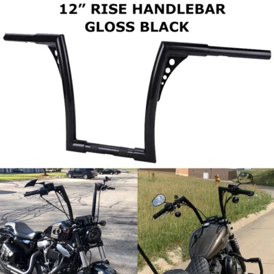 For Harley Sportster XL 883 1200 FLST FXS 12" Rise Ape Hangers Handlebar 1-1/4" - Image 1 of 4
