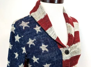 Cárdigan suéter con chal de bandera de EE. UU. DENIM & SUPPLY - Talla S $198* - Imagen 1 de 10