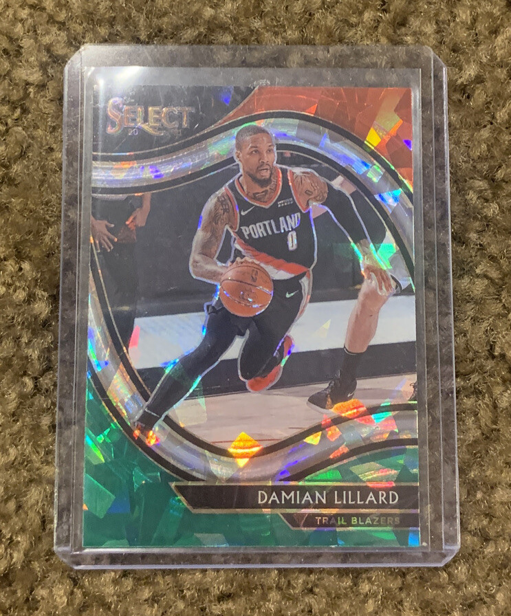 Damian Lillard 2020-21 Select COURTSIDE RED WHITE GREEN CRACKED ICE PRIZM no.248