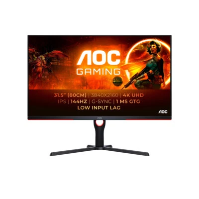AOC U32G3X/BK 31.5 in 3840 x 2160 4K Ultra HD IPS 144Hz 1ms Flat Gaming Monitor - Image 1 of 4