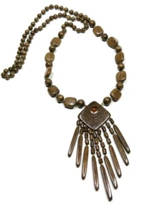 Sacramento Handarbeit Bernstein Holz Böhmisch Ethno Halskette Kunsthandwerk Schmuck - Bild 1 von 3