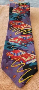 The Beatles Vintage Silk Tie Drive My Car Purple Red Yellow 3 1/2" × 57"  - Picture 1 of 3