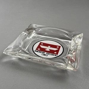 Vintage American President Lines 4 Slot Square Glass Ashtray Advertising - Picture 1 of 8