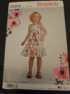 Simplicity Pattern D0916 Girl's Dress Top Capri Pants Purse Sz 3 4 5 6 7 8 uncut - Picture 1 of 3