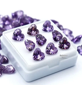 14 Pcs Heart Shape Natural Amethyst Purple Color 6mm Certified Loose Gemstone - Picture 1 of 9