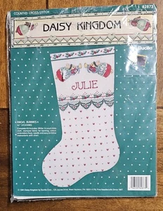 New Daisy Kingdom Cross Stitch Stocking Kit Country Angels 16" Personalize  - Picture 1 of 2