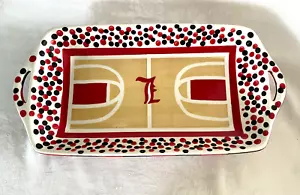 LOUISVILLE CARDINALS BASKETBALL COURT CERMIC TRAY/SERVING BOWL 14X8 - Picture 1 of 7