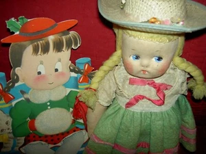 SCARCE 14" antique Mme. Alexander "Susie Q" 1938 cloth doll & big standing CARD - Picture 1 of 19