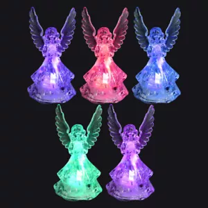 5Pcs Xmas Acrylic Decor Color Changing Led Angel Lamp Acrylic Angel Mood - Picture 1 of 12