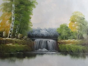 countryside landscape large oil painting canvas forest trees river woods art - Picture 1 of 1