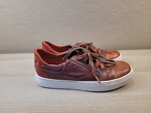 BED|STU AZELI Lace-Up Classic Low-Profile Sneaker Tan Rust Womens 7 EUC - Picture 1 of 9