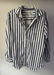 Frank & Eileen JOEDY sz SMALL Boyfriend blue striped button up Long Sleeve Shirt - Picture 1 of 10