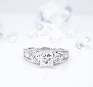 Classic Platinum 2ct Princess Diamond Engagement Ring Size 7.5 GIA D SI1 RG4123 - Picture 1 of 7