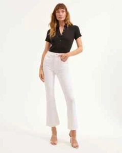 NWT Veronica Beard Carson High-Rise Ankle Flare Jeans Size 24 White #3B504 - Picture 1 of 13