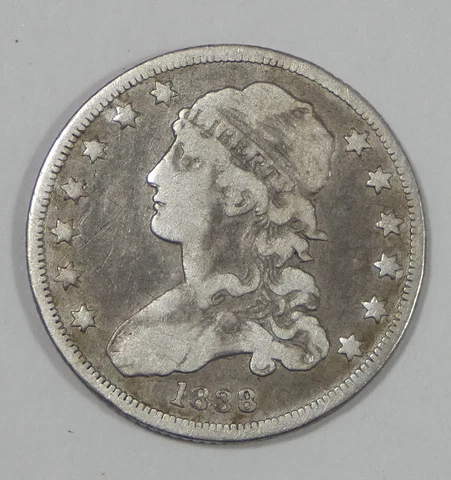1838 Capped Bust Quarter VERY GOOD Silver 25c Cover