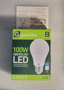 Greenlite 4-Pack 14W LED (100W Equivalent) 3000K A19 1600 Lumens Bright White - Picture 1 of 4