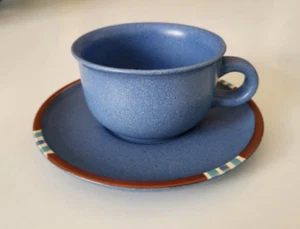 Dansk MESA Blue Stoneware Coffee Cup & Saucer KW Made in Japan - Picture 1 of 2