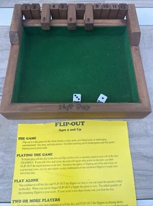 Vintage Flip Out Dice Game Wooden Brown - Picture 1 of 4