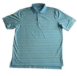 Peter Millar Summer Comfort Large Striped Polo Golf Shirt Blue Yellow - Picture 1 of 15
