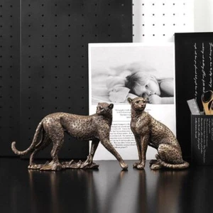 Statue Leopard Resin Figurine Panther Sculpture Modern Home Décor Ornament Gift - Picture 1 of 10