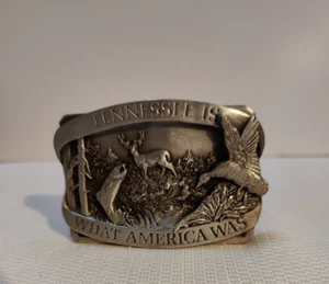 Vtg 1983 Tennessee Pewter  Siskiyou Belt Buckle  IS WHAT AMERICA WAS"  #D-22 - Picture 1 of 6